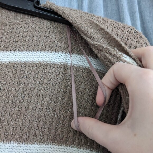 Open Front Cardigan XL Cozy Soft Pockets Fuzzy Moondance Brown White Striped - Picture 9 of 9